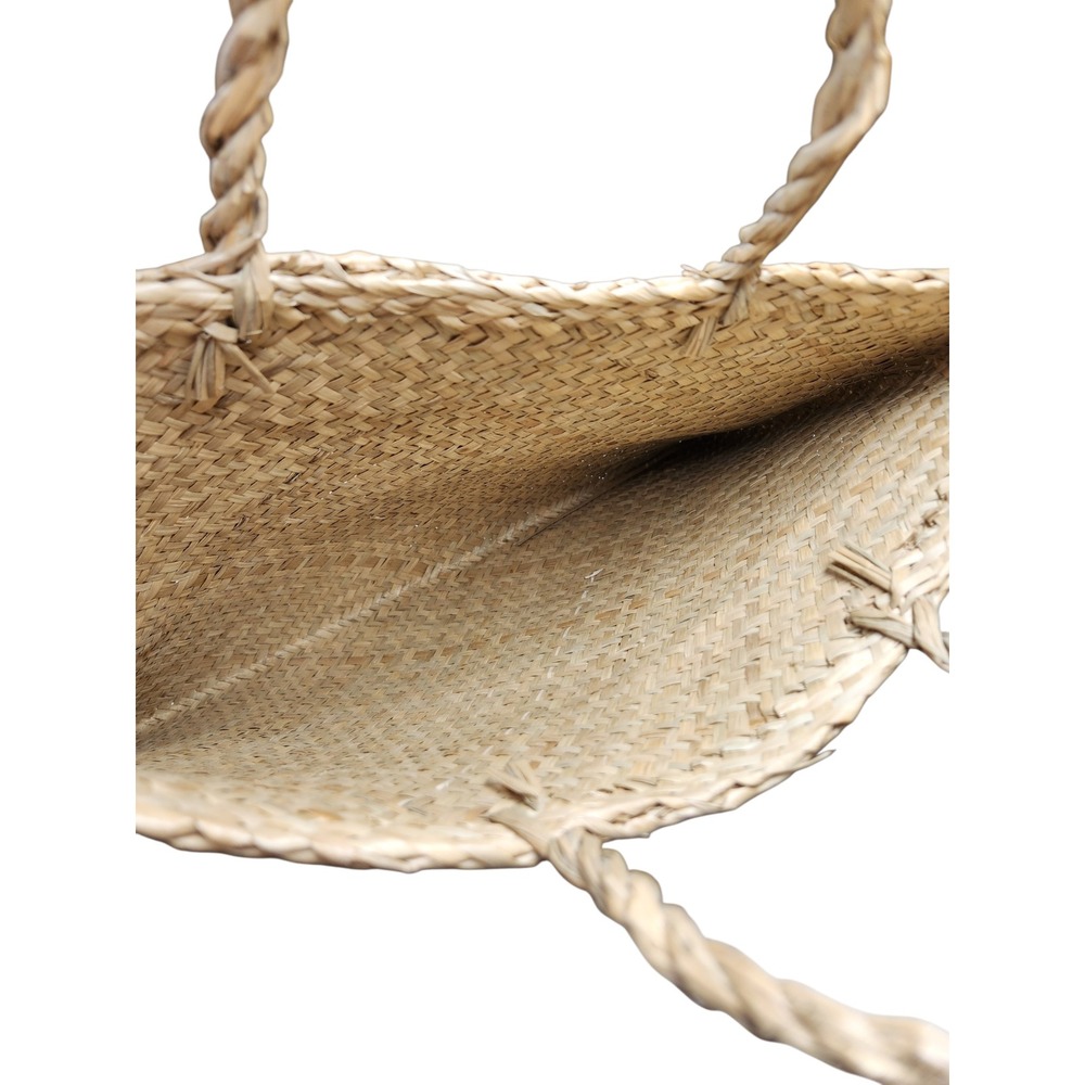 Vintage Straw Woven Tote Bag Boho Cottagecore Coastal Beach Resort Tan Artisan - Picture 8 of 13